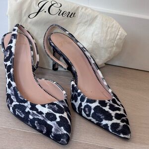 J. Crew Leopard Print Heels in Black and White
